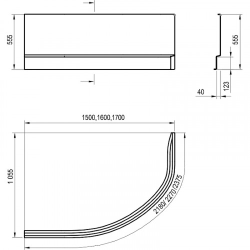 Передняя панель A для ванны ROSA II L 170 см N белая