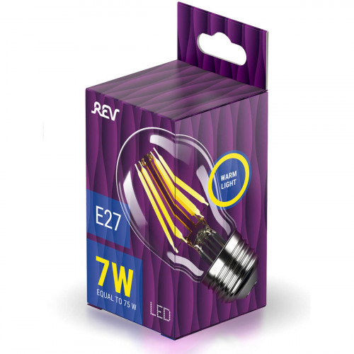 Лампа светодиодная филаментная REV Premium E27 6W теплый свет груша 32353 2