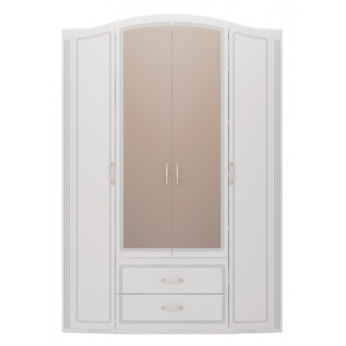 02 Шкаф для одежды 4-х дверный с ящиками (с зеркалами) Виктория