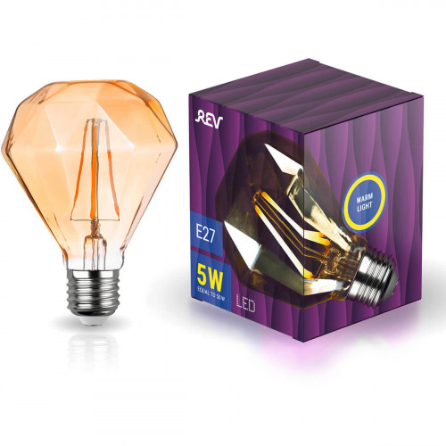 Лампа светодиодная филаментная REV VINTAGE GOLD E27 5W 2200K DECO Premium теплый свет груша 32450 8