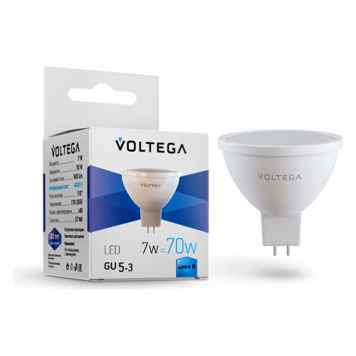 Лампа светодиодная Voltega Simple GU5.3 7Вт 4000K VG2-S2GU5.3cold7W