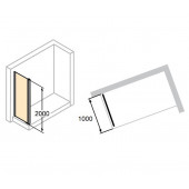 401608.092.321 AURA Боковая стенка 1000 х 2000 мм для односекционной раздвижной двери с неподвижным сегментом